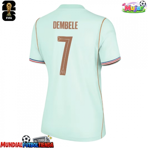 Camiseta Francia Ousmane Dembele #7 Segunda Equipación Replica Mundial 2026 para mujer mangas cortas